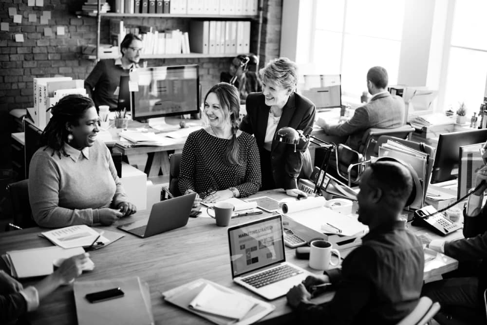 Interlaunch team working together in the studio